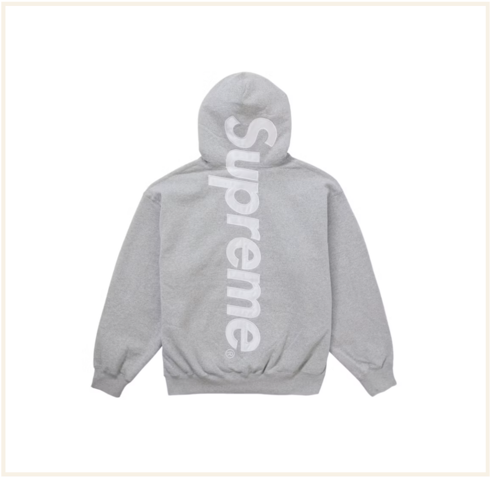 Supreme Satin Applique Hooded Sweatshirt (FW25) Heather Grey
