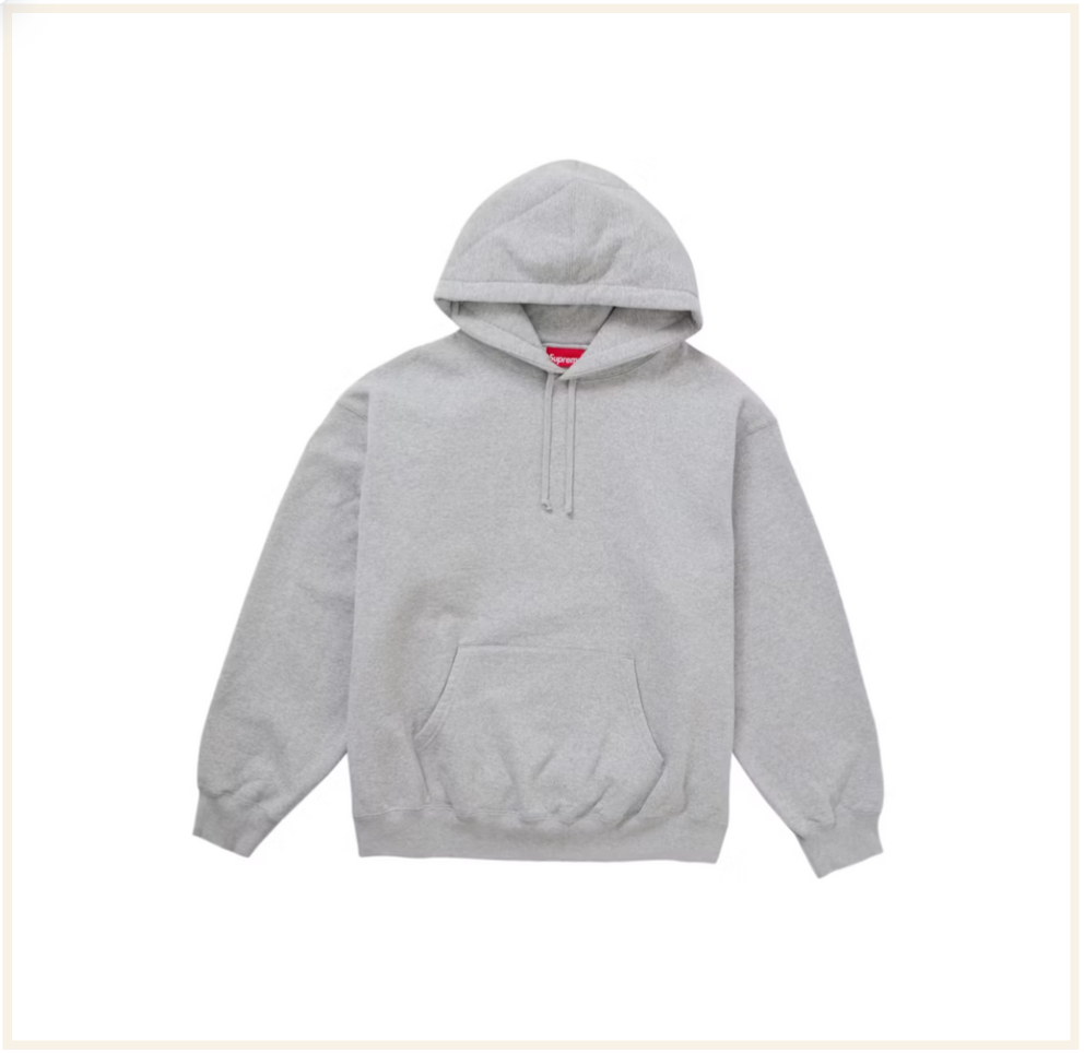 Supreme Satin Applique Hooded Sweatshirt (FW25) Heather Grey