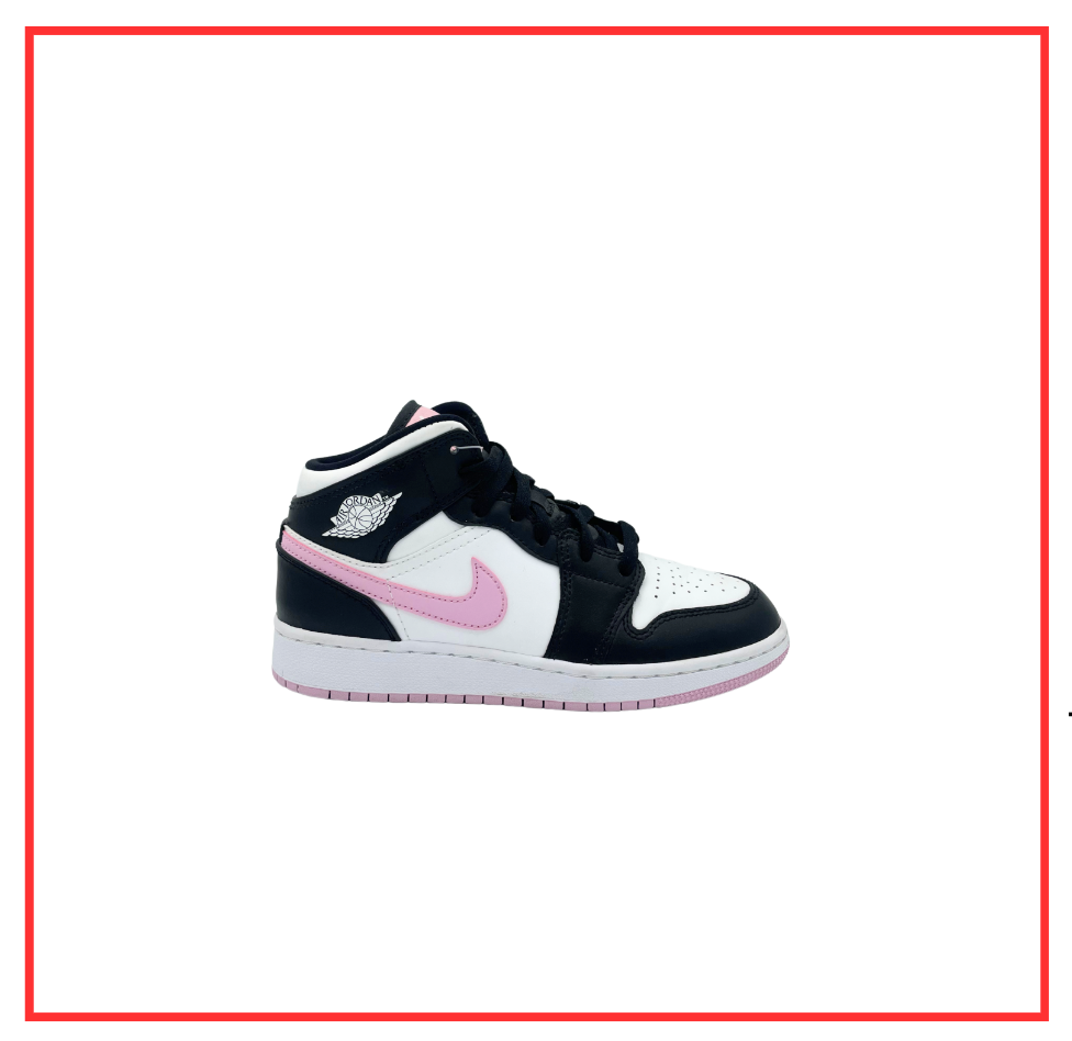 Air Jordan 1 Mid White Black Light Arctic Pink (GS) (Preloved) UK 3