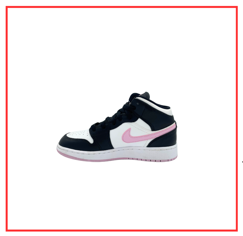 Air Jordan 1 Mid White Black Light Arctic Pink (GS) (Preloved) UK 3