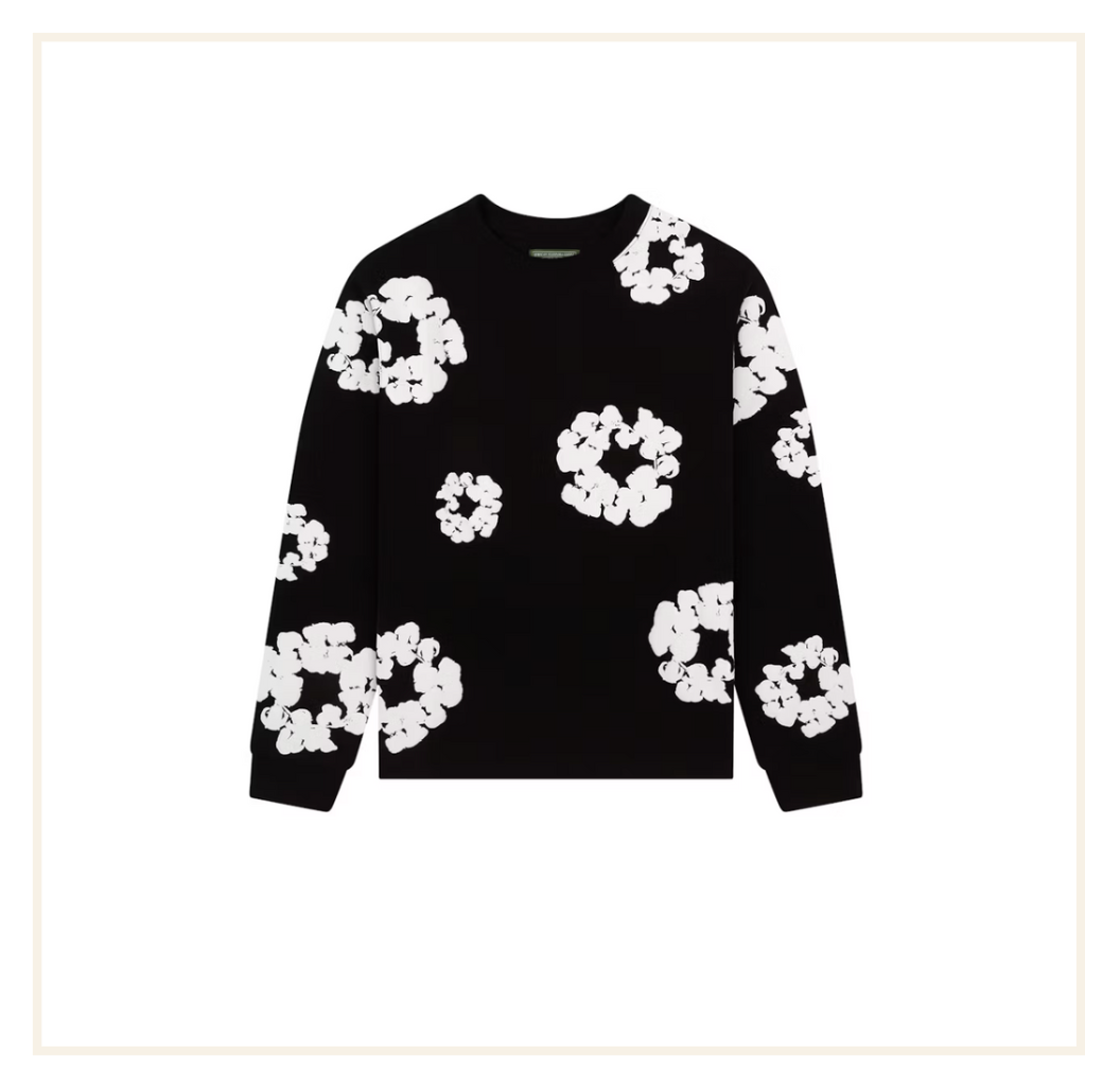 Denim Tears Long Sleeve Cotton Wreath T-shirt Black