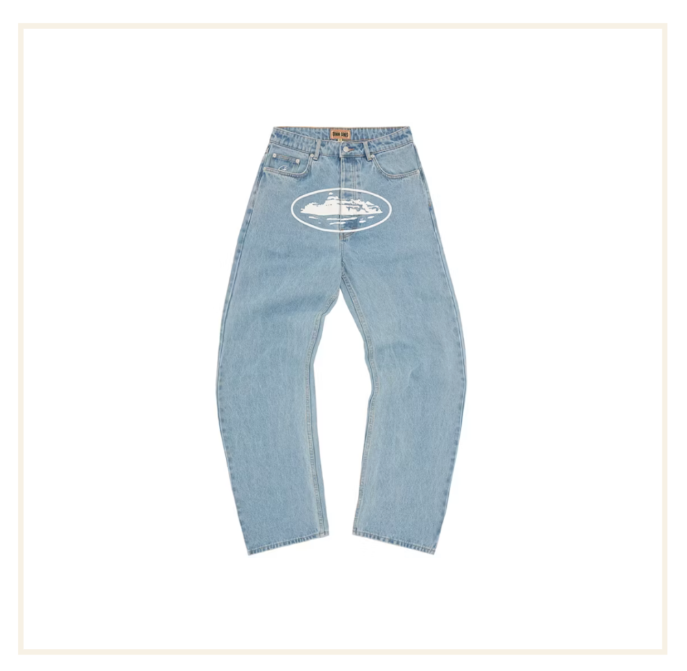Corteiz Alcatraz Baggy Jeans Washed Blue