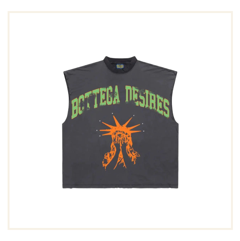 Bottega Desires Unruly Desires Sleeveless T-Shirt Grey