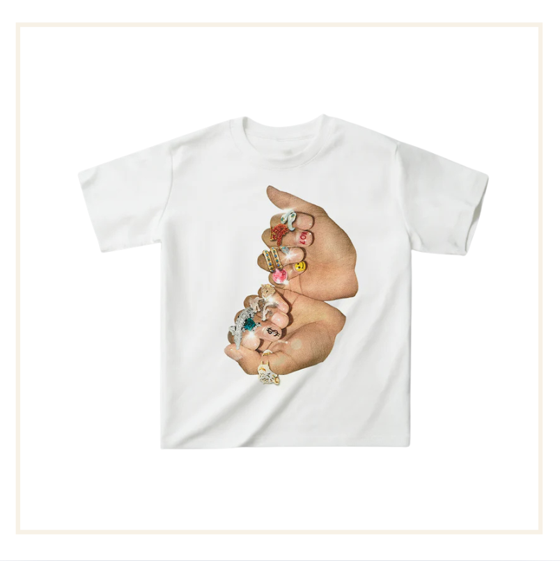 Noissey Finger Grafitti Diamond Ring Baby Tee