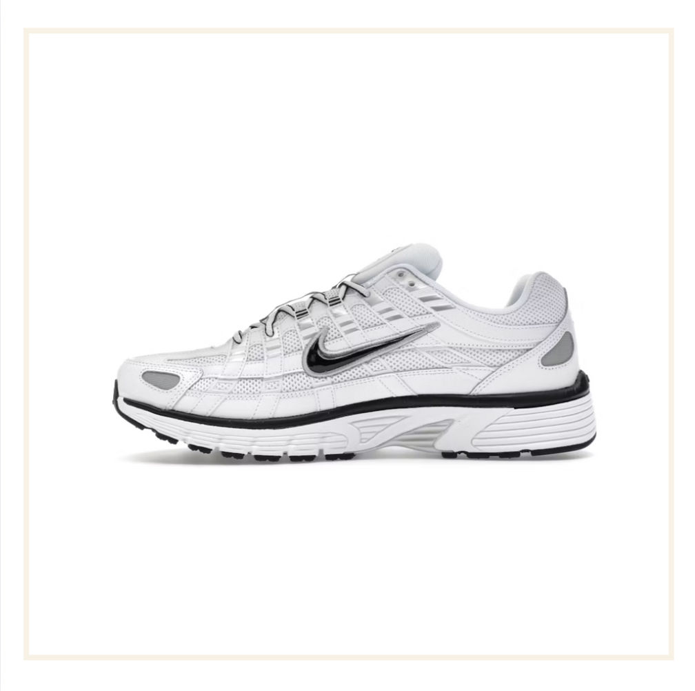Nike P-6000 White Metallic Silver Black