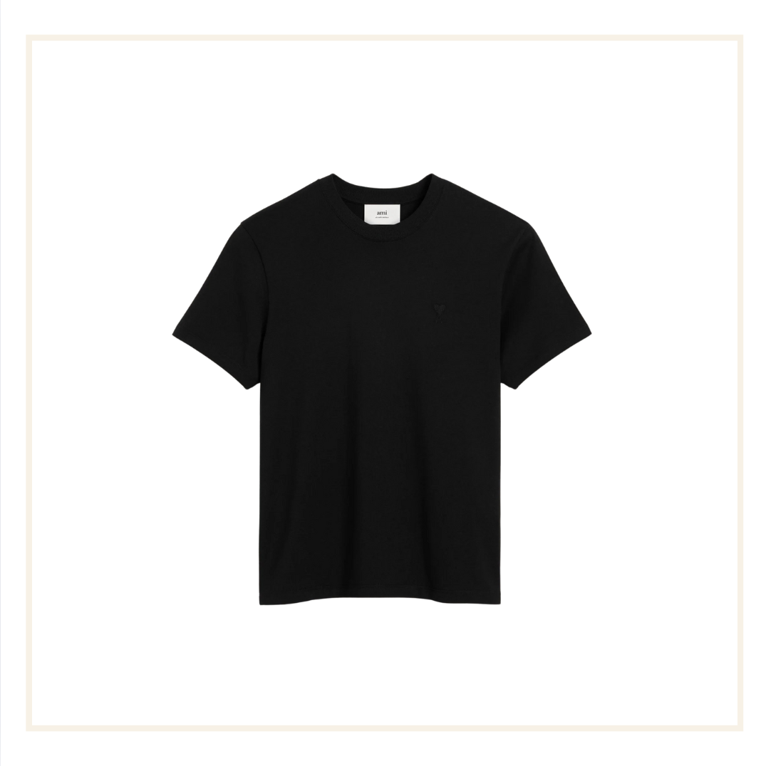 Ami Paris Ami De Coeur Black Cotton T-Shirt