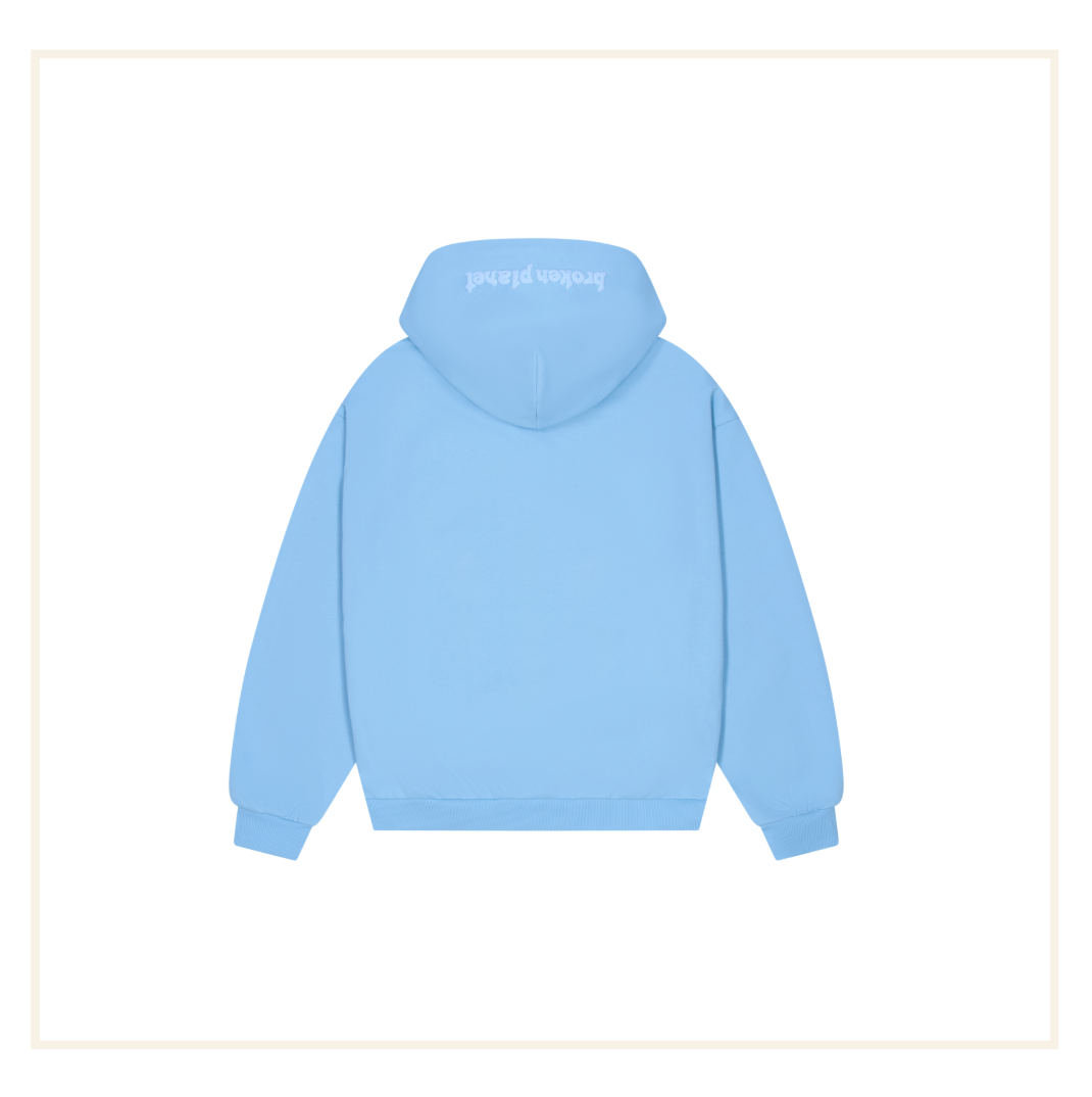 Broken Planet Zip Up Hoodie Sky Blue