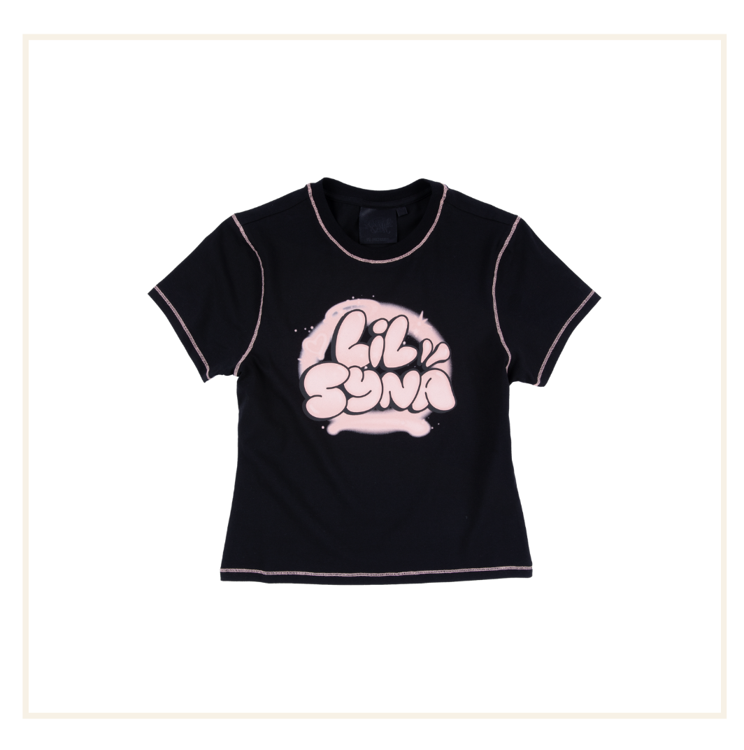 WOMEN’S LIL SYNA SPRAY TEE - BLACK/ROSE GOLD