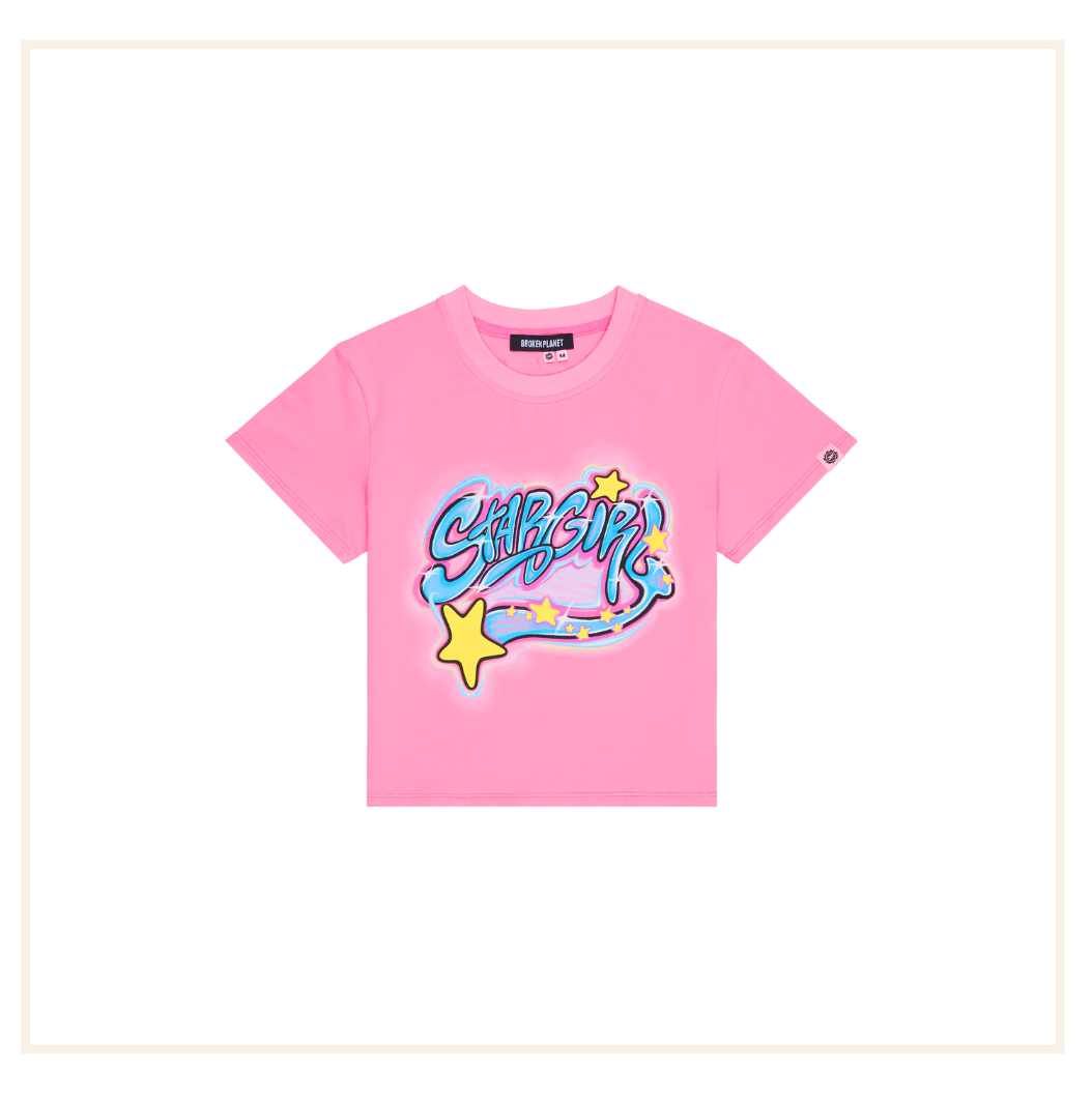 Broken Planet StarGirl Grafitti tee - Candy Pink