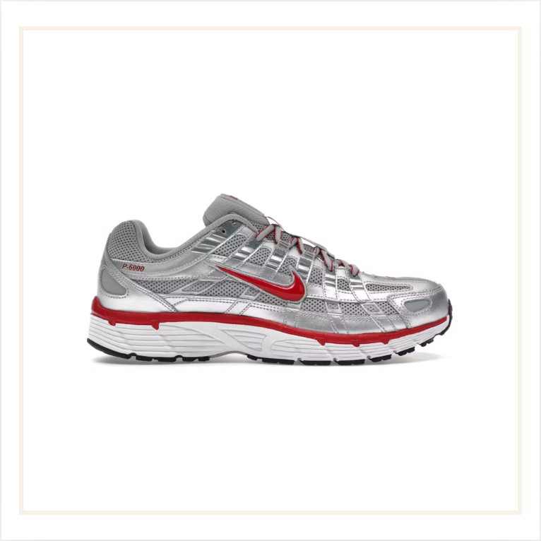 Nike P-6000 Metallic Silver Gym Red