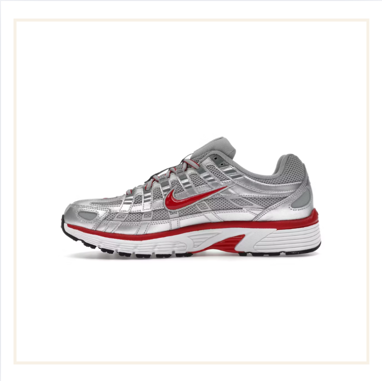Nike P-6000 Metallic Silver Gym Red
