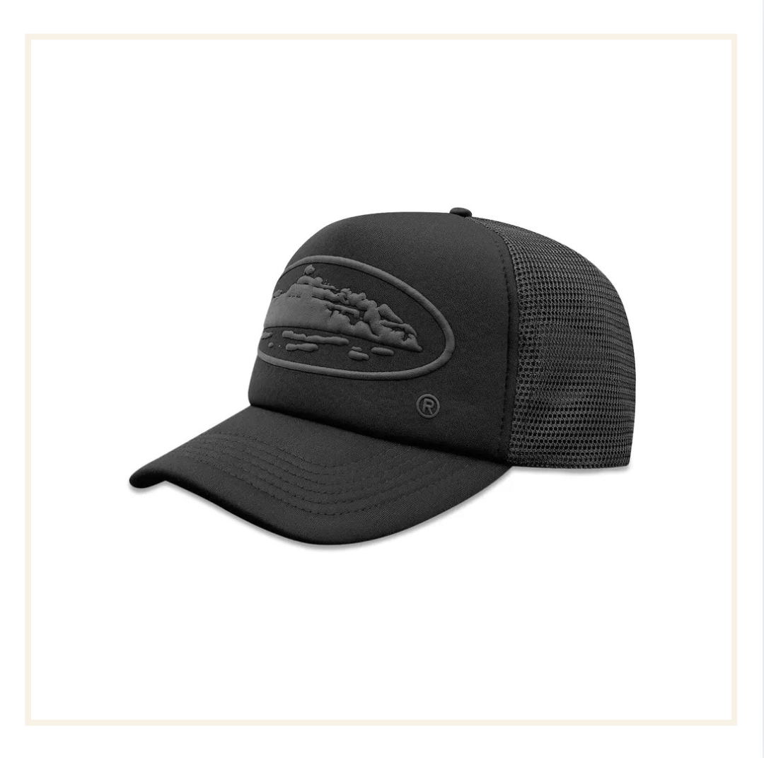 Corteiz Alcatraz Puff Print Trucker Hat Black