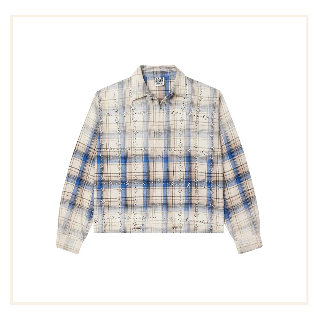 Vale Forever Rhinestone Flannel Cream Blue