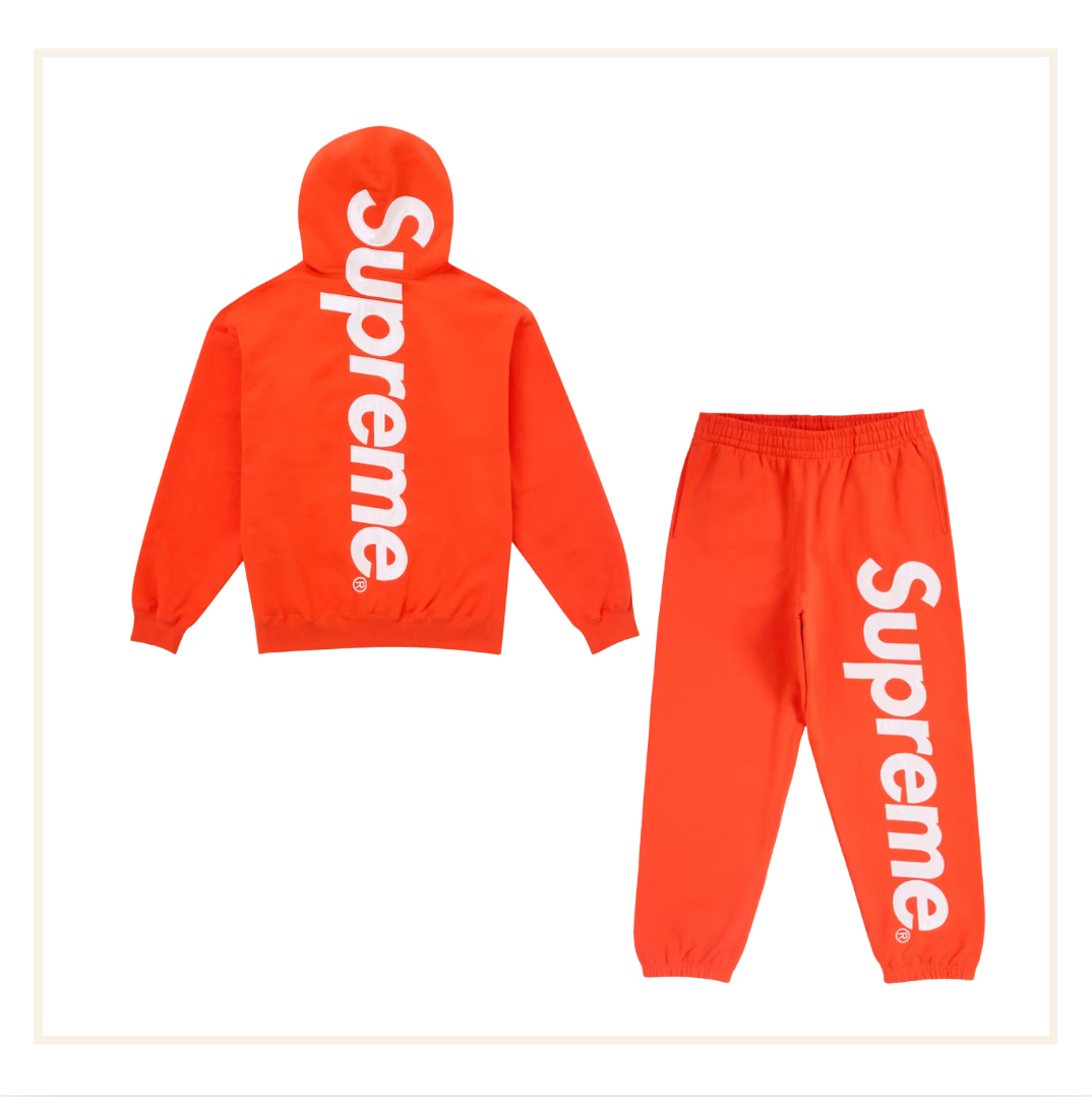 Supreme Satin Applique Hooded Sweatshirt (FW24) Orange (Set)