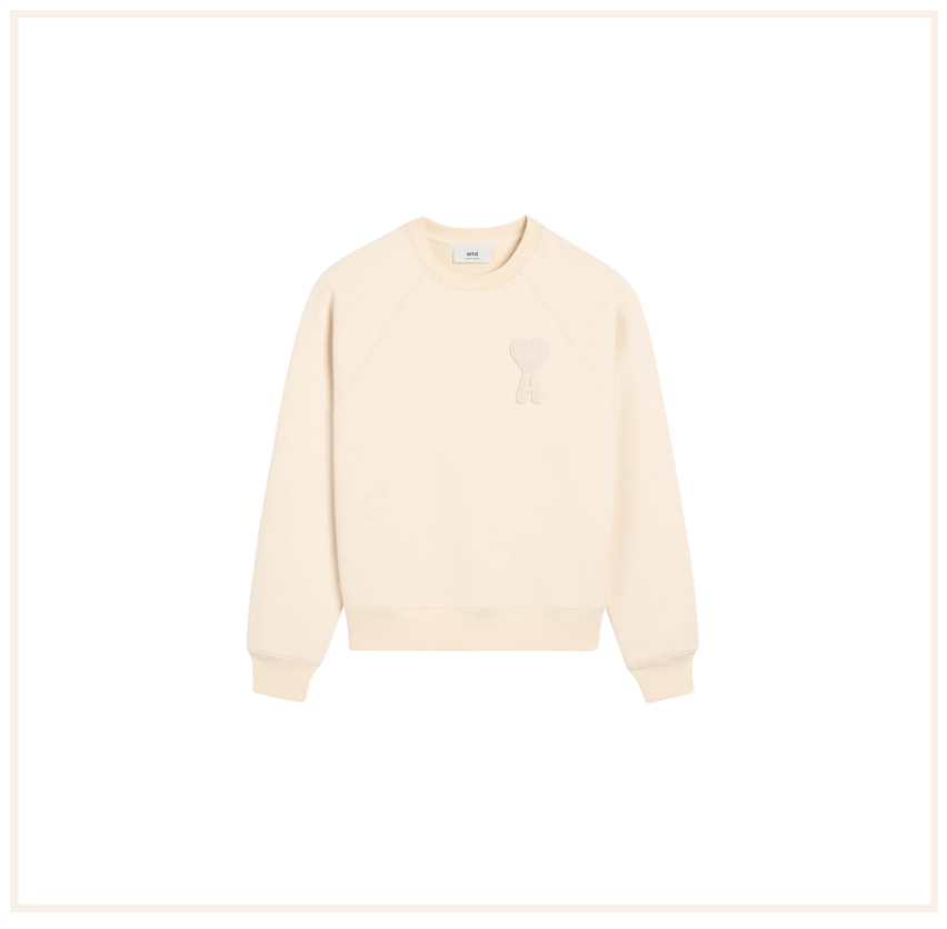 Ami Paris Beige Cotton Ami de Coeur Beige Patch Sweatshirt