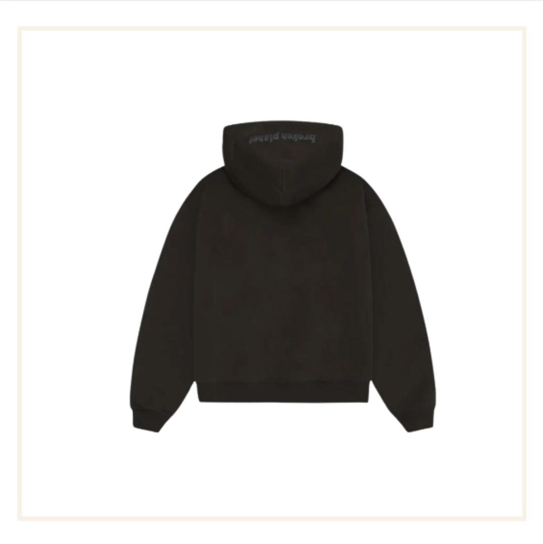 Broken Planet Zip Up Hoodie Soot Black