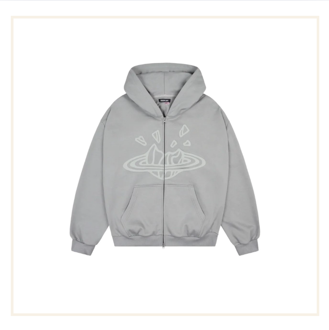 Broken Planet Zip Up Hoodie Gunmetal Grey