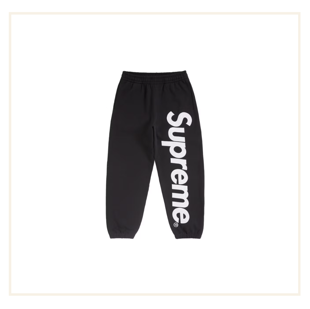 Supreme Satin Applique Hooded Sweatshirt & Sweatpant (FW25) Black (Set)