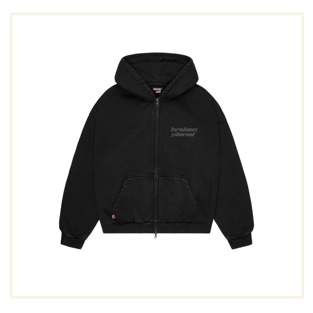 Broken Planet Star Logo Zip Up Hoodie Midnight Black