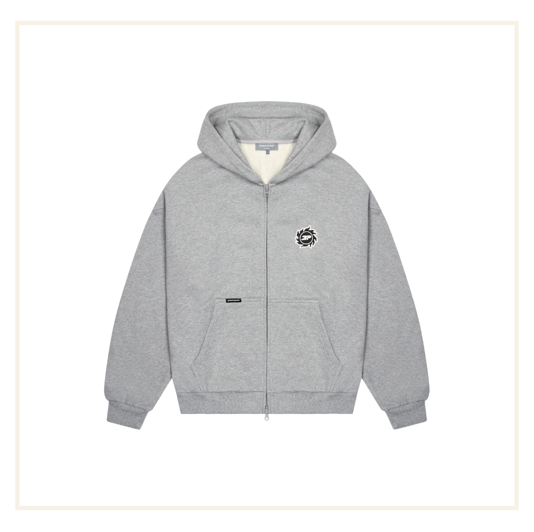 Broken Planet Sun Zip Up Hoodie Heather Grey