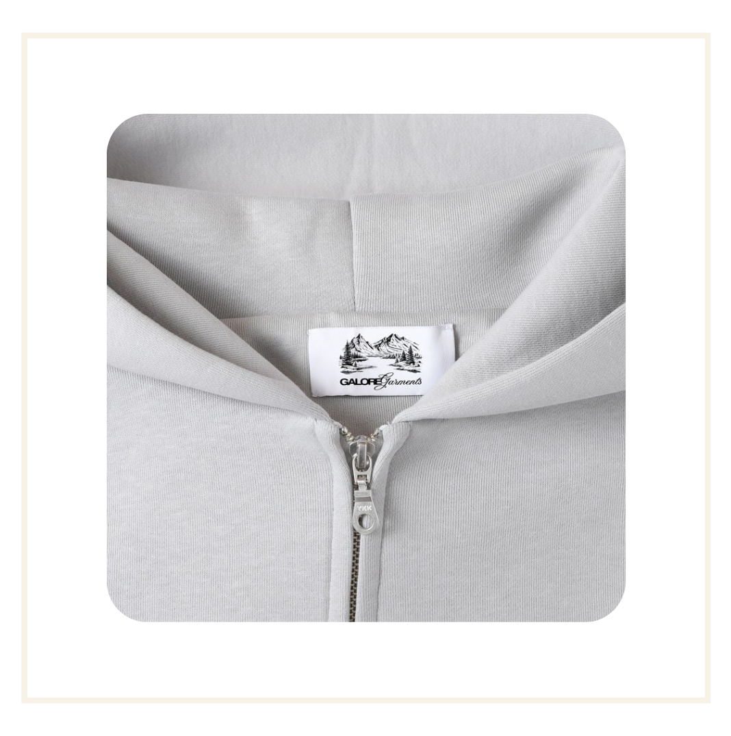 Galore 630 GSM Arctic Grey Zip Hoodie