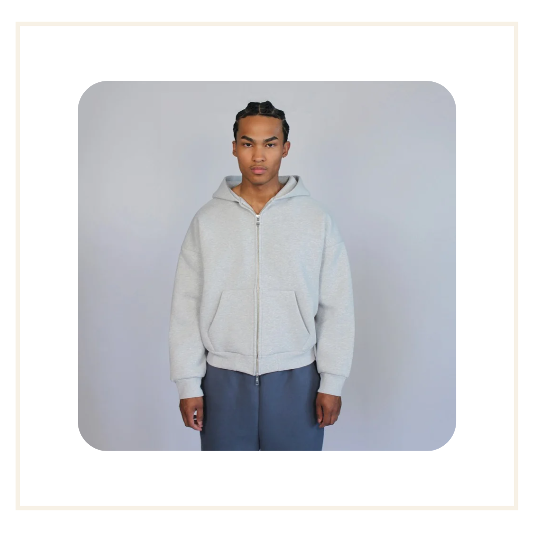 Galore 630 GSM Arctic Grey Zip Hoodie
