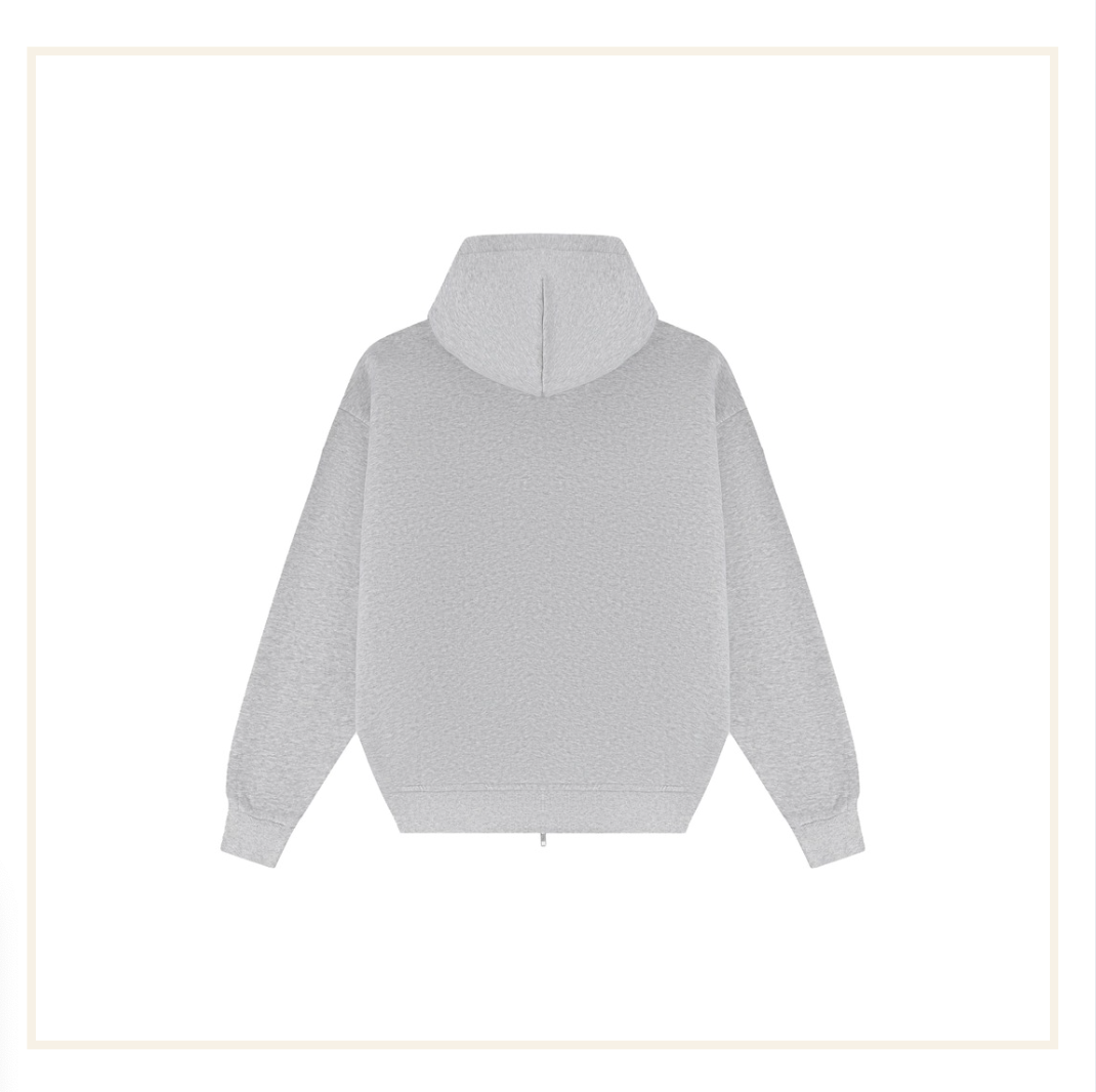 Galore 360 GSM Flower Grey Zip Hoodie