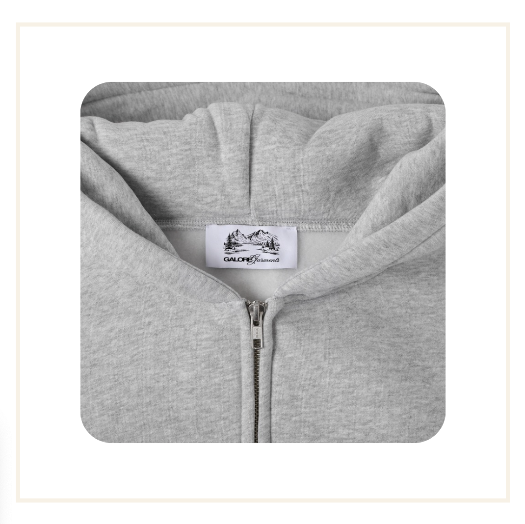 Galore 360 GSM Flower Grey Zip Hoodie