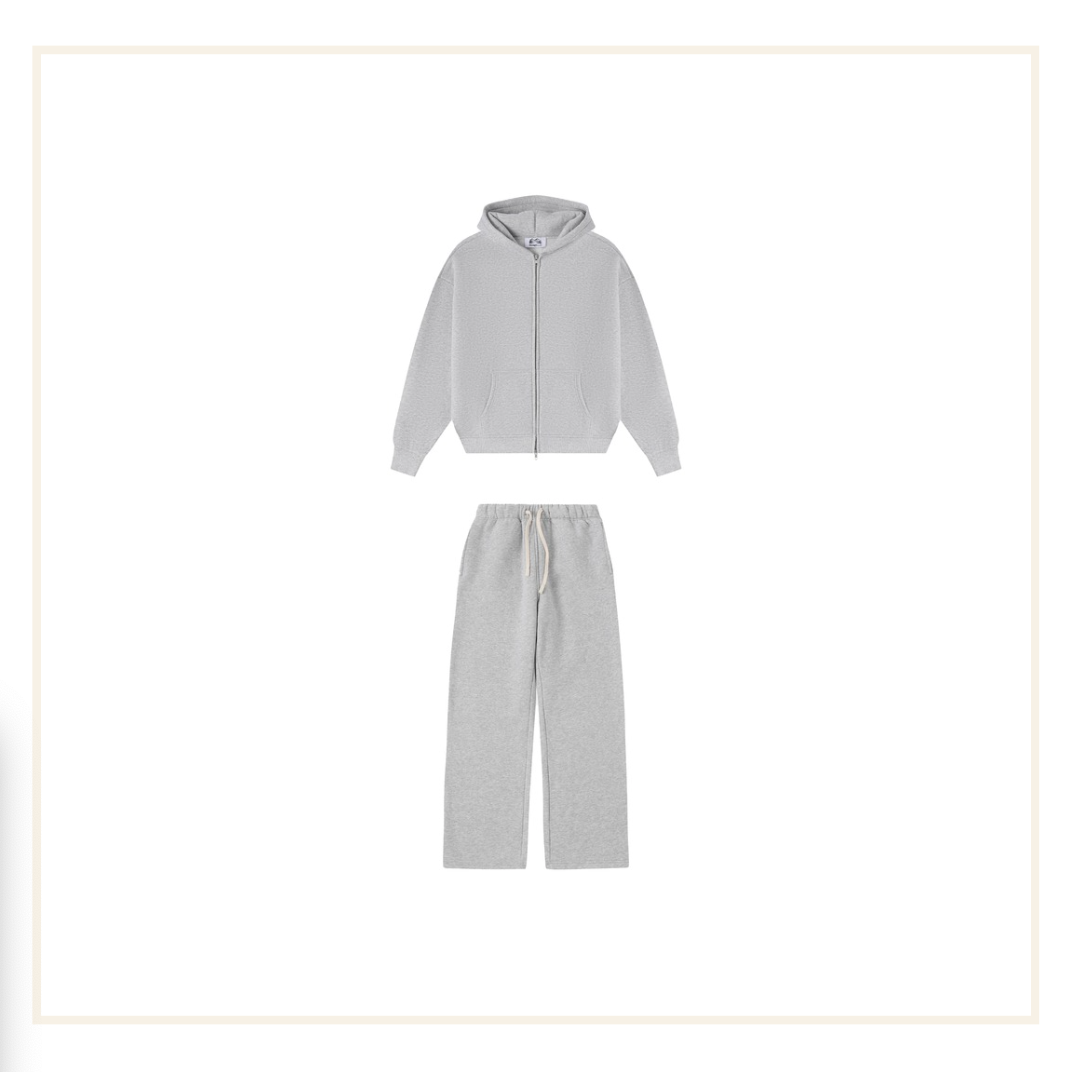 Galore 360 GSM Flower Grey Zip Hoodie