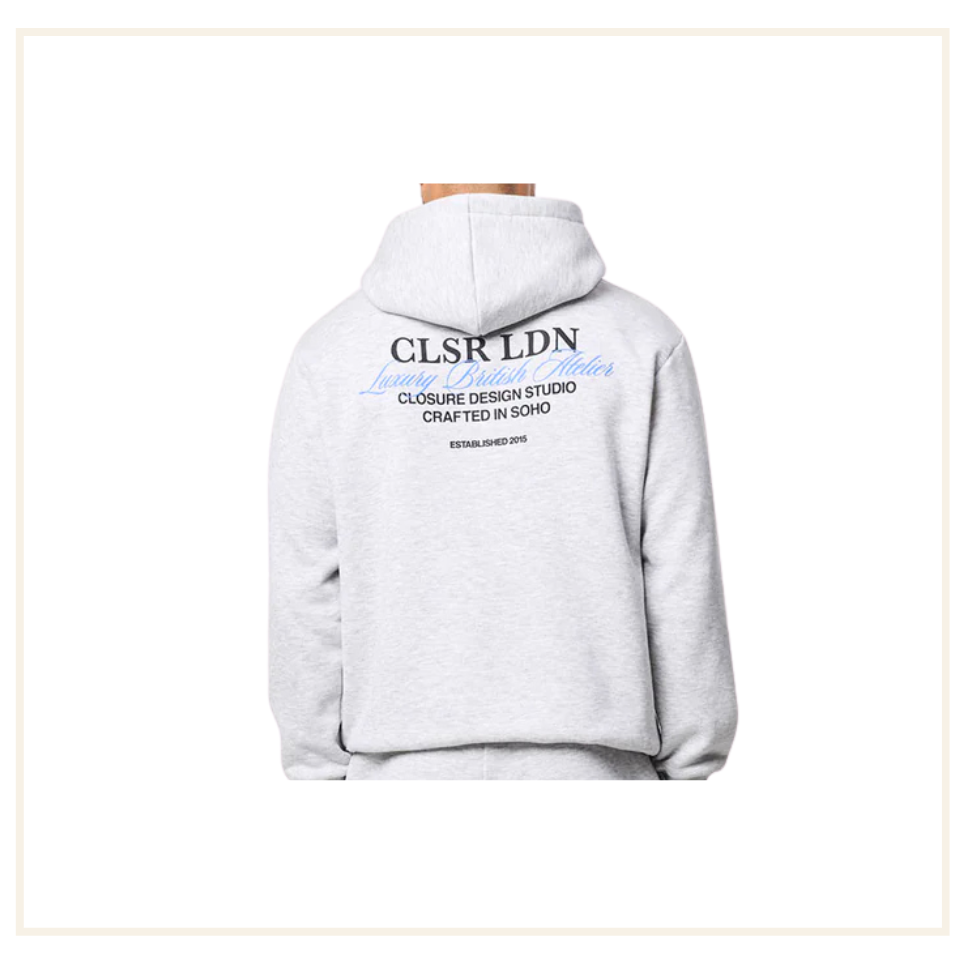 Closure London Premium Premium Luxe Open Hem Grey Hoodie