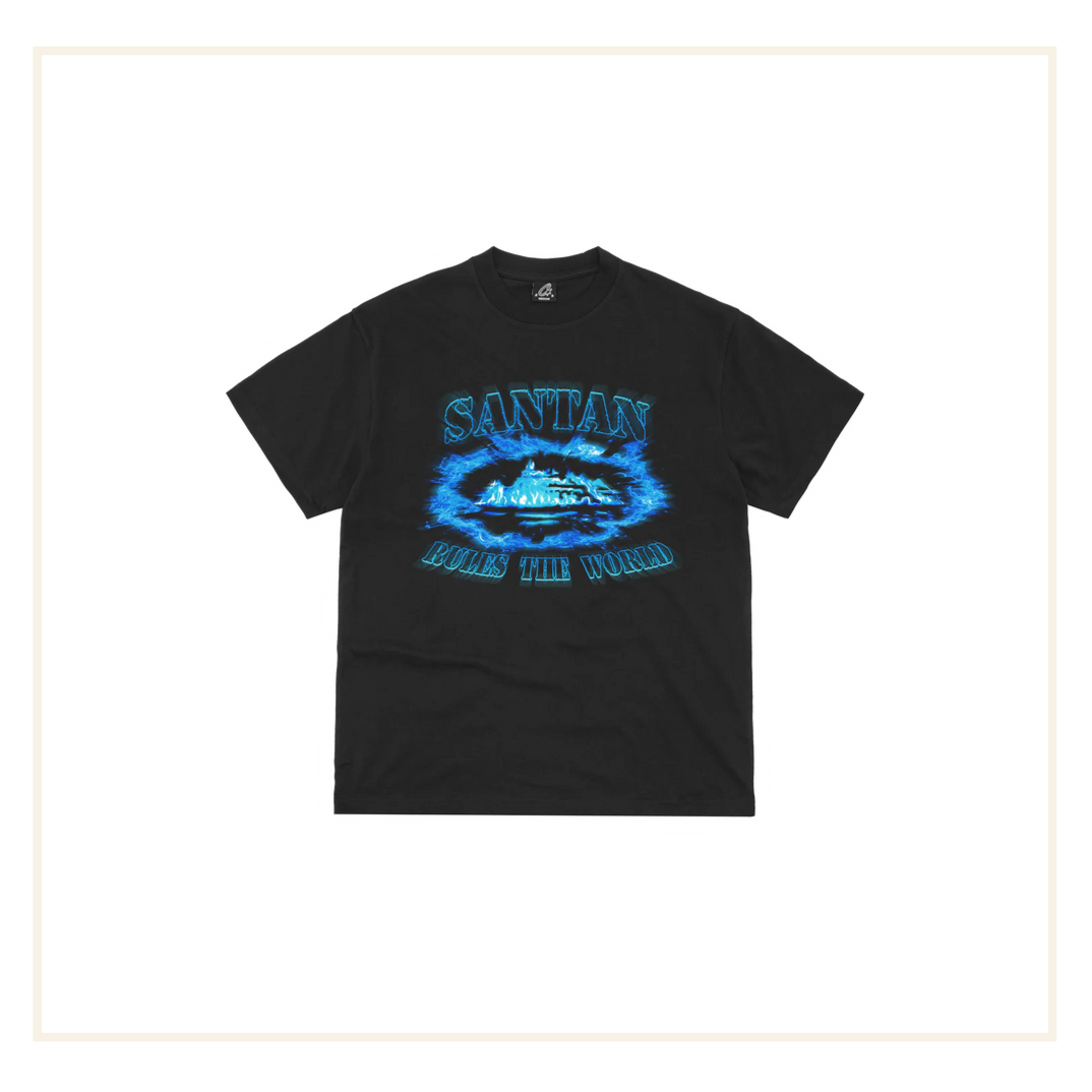 Santan Dave x Corteiz Alcatraz Black Blue Tee