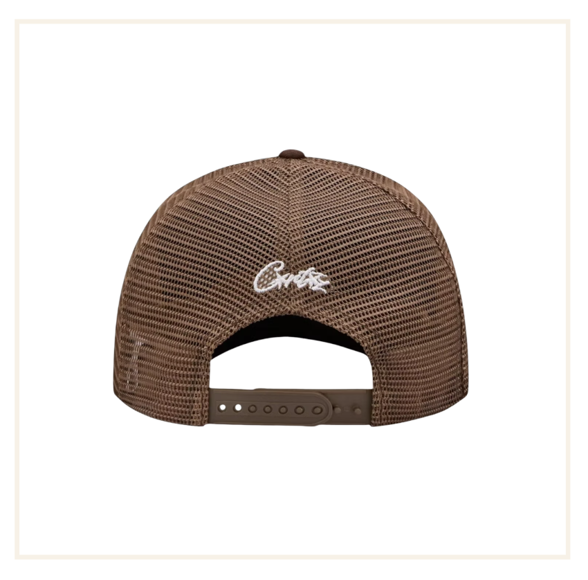 Corteiz Alcatraz Puff Print Trucker Hat Brown