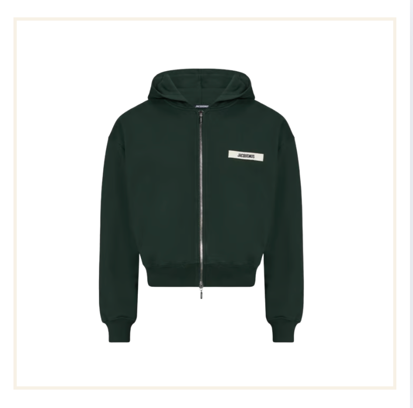 Jacquemus Grosgrain Zip Hoodie Dark Green