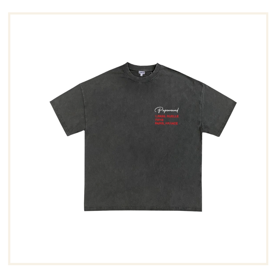 PAPERROUNDLDN GREY SIGNATURE TEE