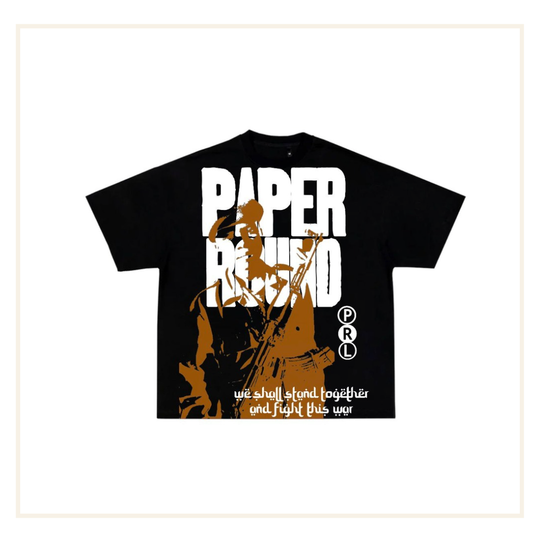 PAPERROUNDLDN BLACK WAR TEE