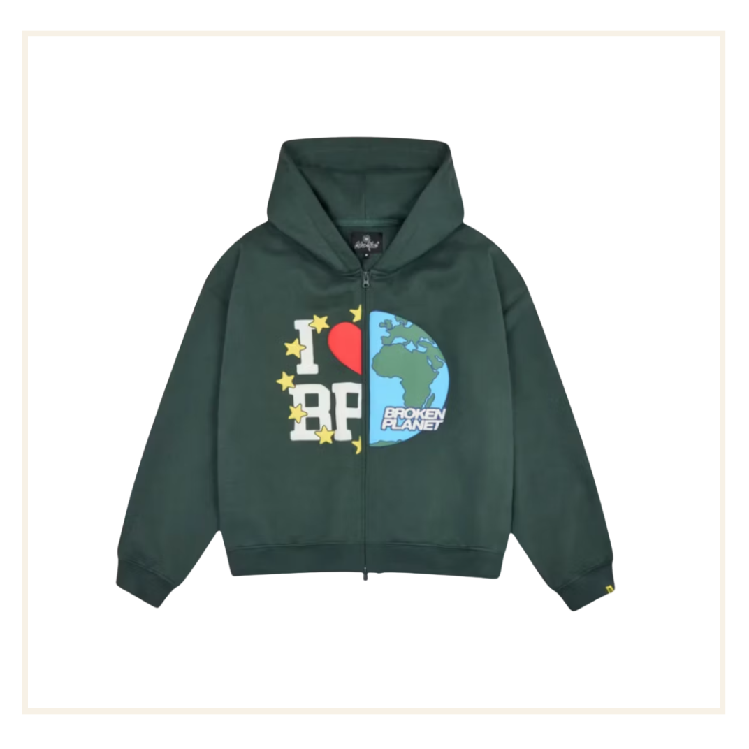 Broken Planet My Planet Zip Hoodie Green