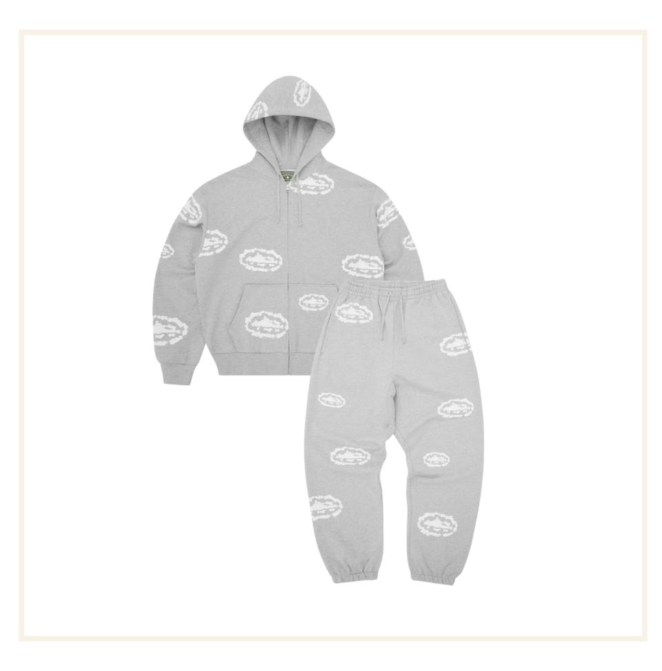 Corteiz x Denim Tears Cotton Wreath Sweatsuit Heather Grey