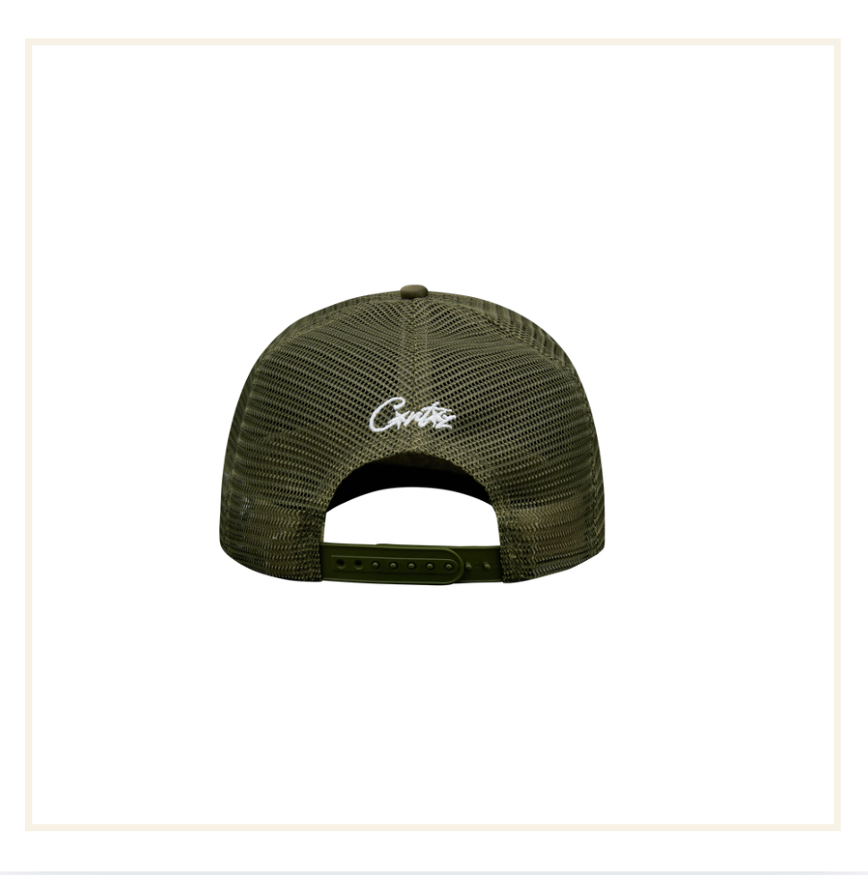 Corteiz Island Puff Print Trucker Hat Olive
