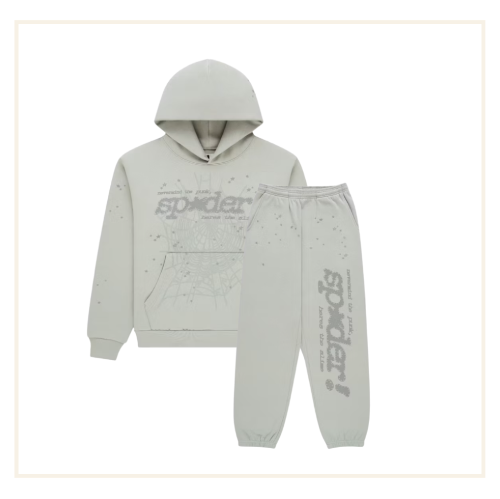 Sp5der Tonal Punk V2 Sport Grey Hoodie/Sweatpant