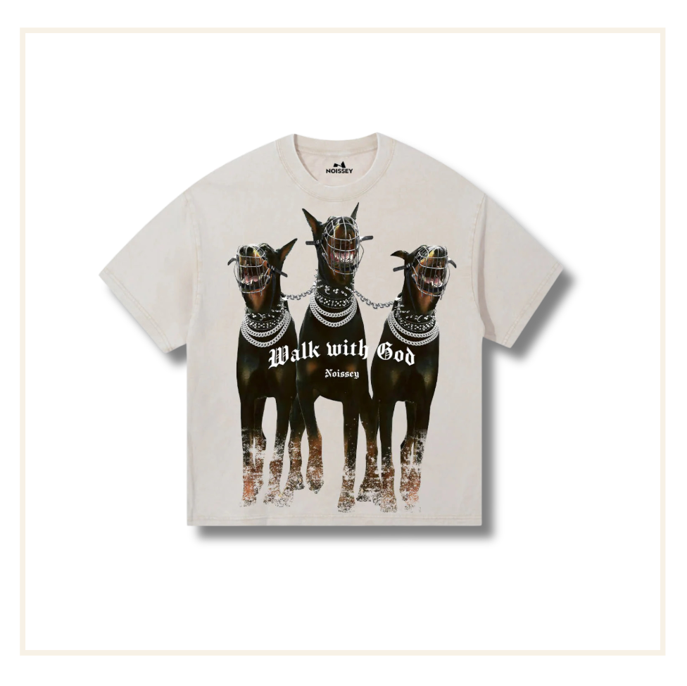 Noissey 3-Doberman Walk With God Cream T-Shirt