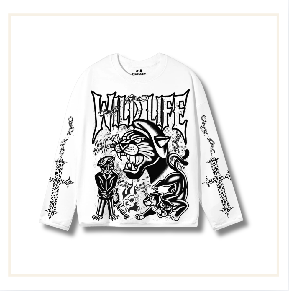 Noissey Wild Life Panther L/S White T-Shirt