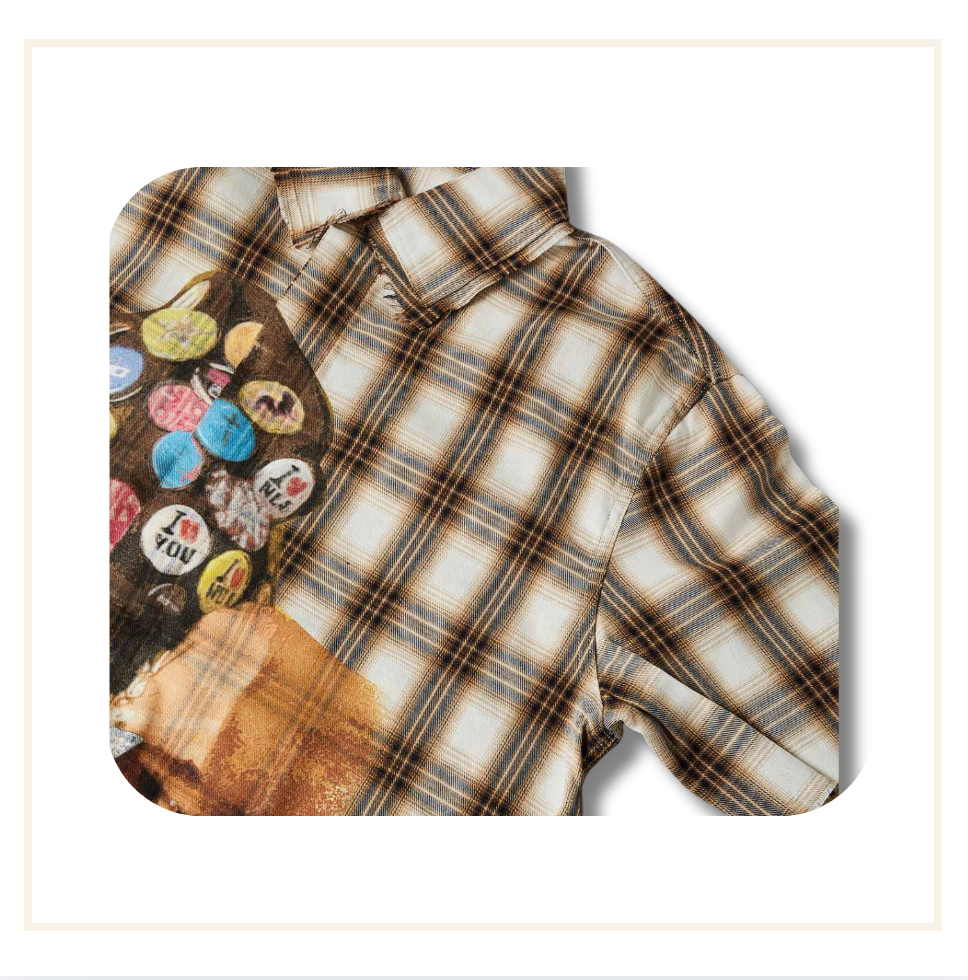 Noissey Badge Girl Flannel Oversized Shirt