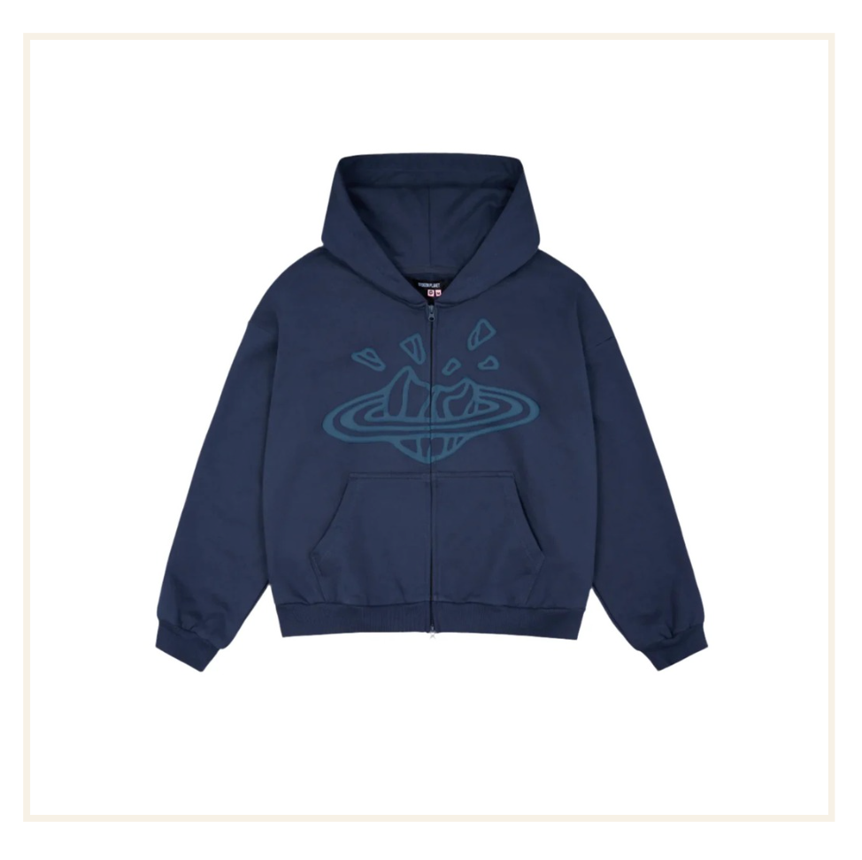Broken Planet Zip Up Hoodie Deep Navy