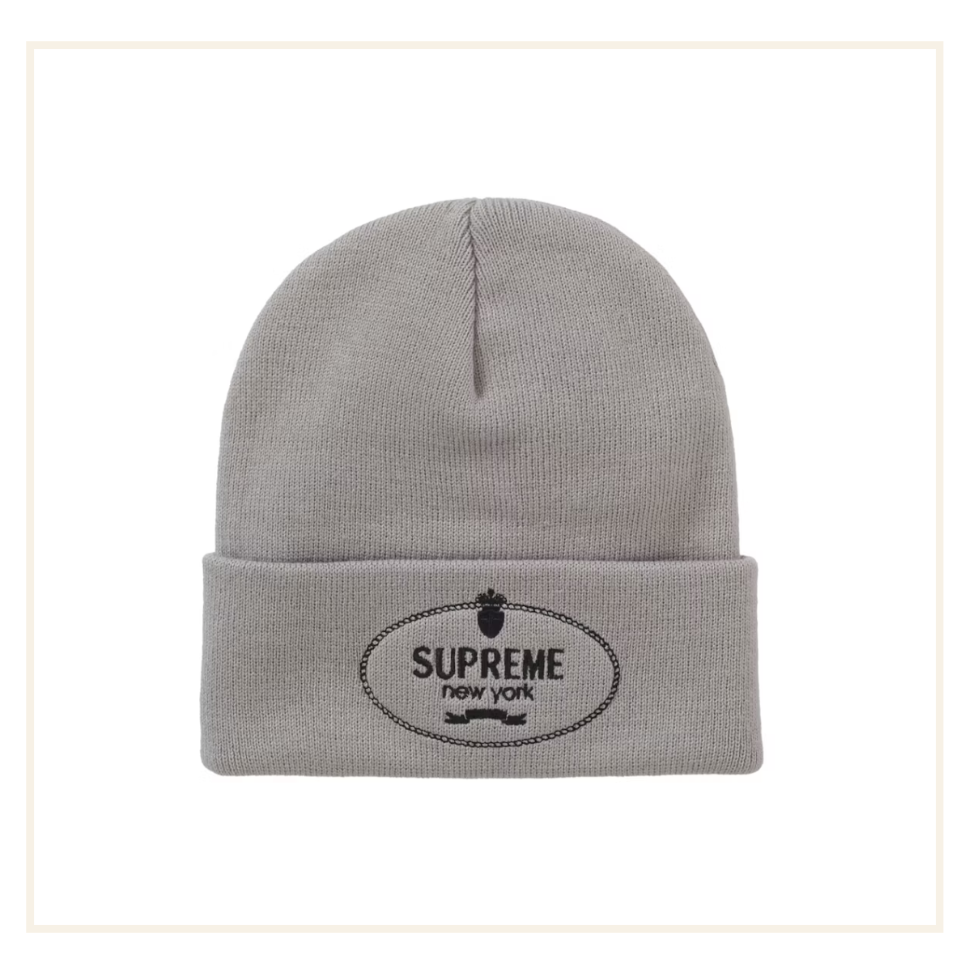 Supreme Crest Beanie Grey