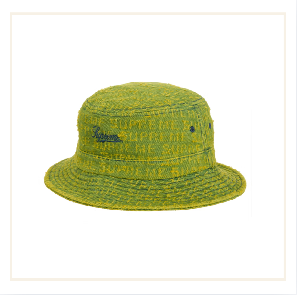 Supreme Needle Punch Denim Crusher Green Bucket Hat