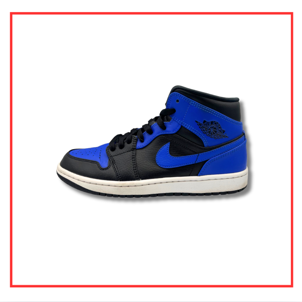 Air Jordan 1 Mid Hyper Royal Tumbled Leather (Preloved) UK 7.5