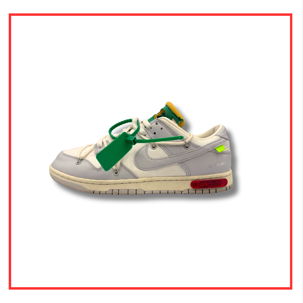 Off-White x Nike Dunk Low White Lot 25 (Preloved) UK 10
