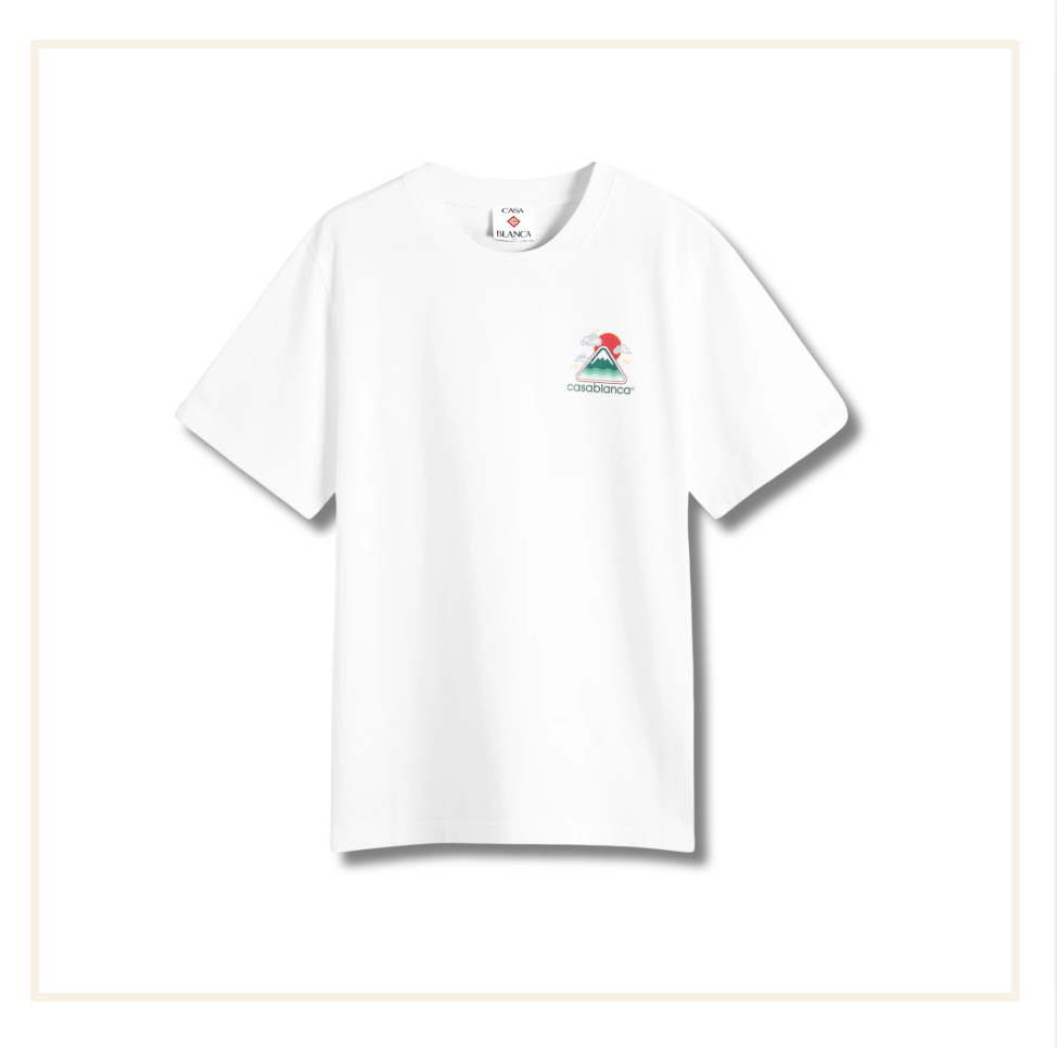 Casablanca Montagne Ondulee Screen Printed White Jersey T-Shirt