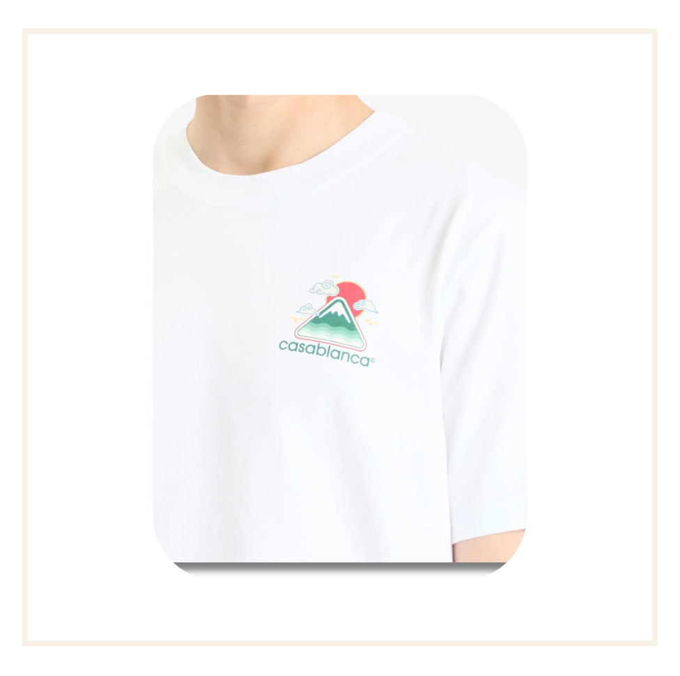 Casablanca Montagne Ondulee Screen Printed White Jersey T-Shirt