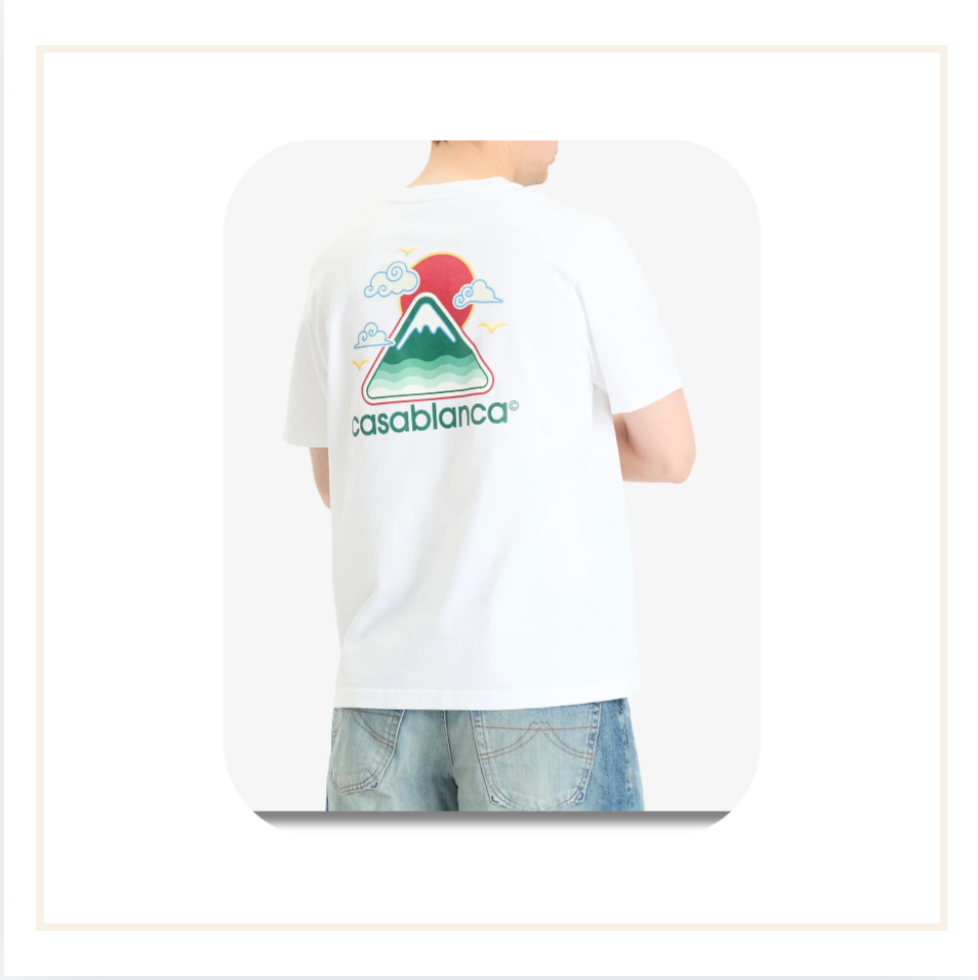 Casablanca Montagne Ondulee Screen Printed White Jersey T-Shirt